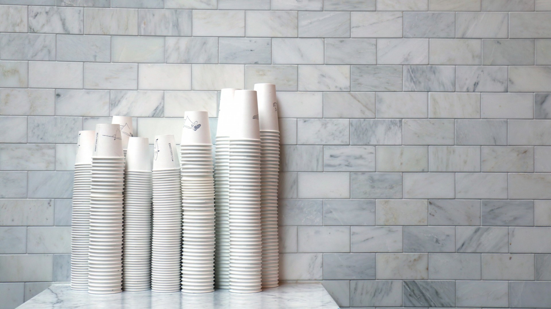 Stacks of coffee cups