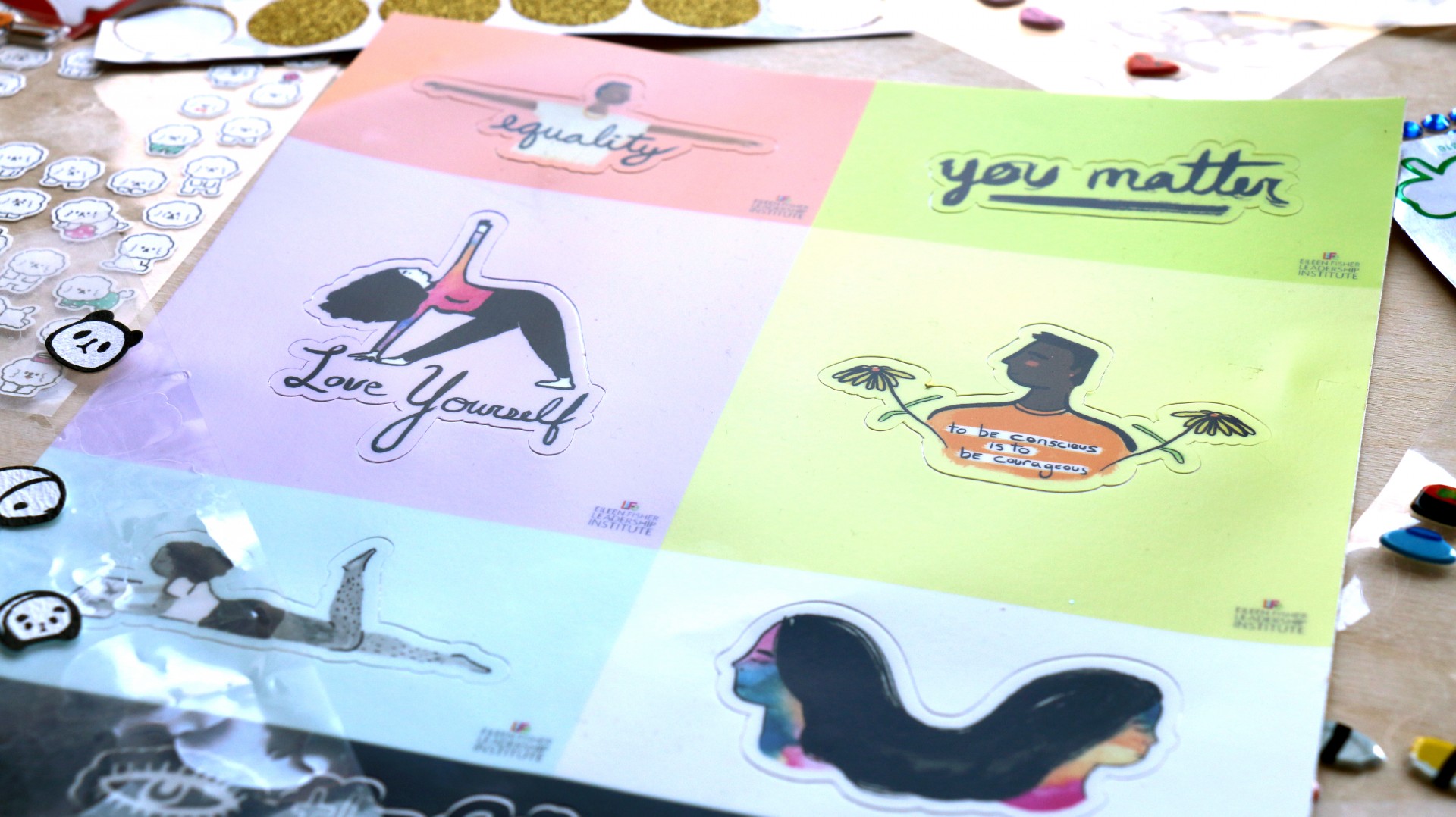Full sticker sheet laid on table.
