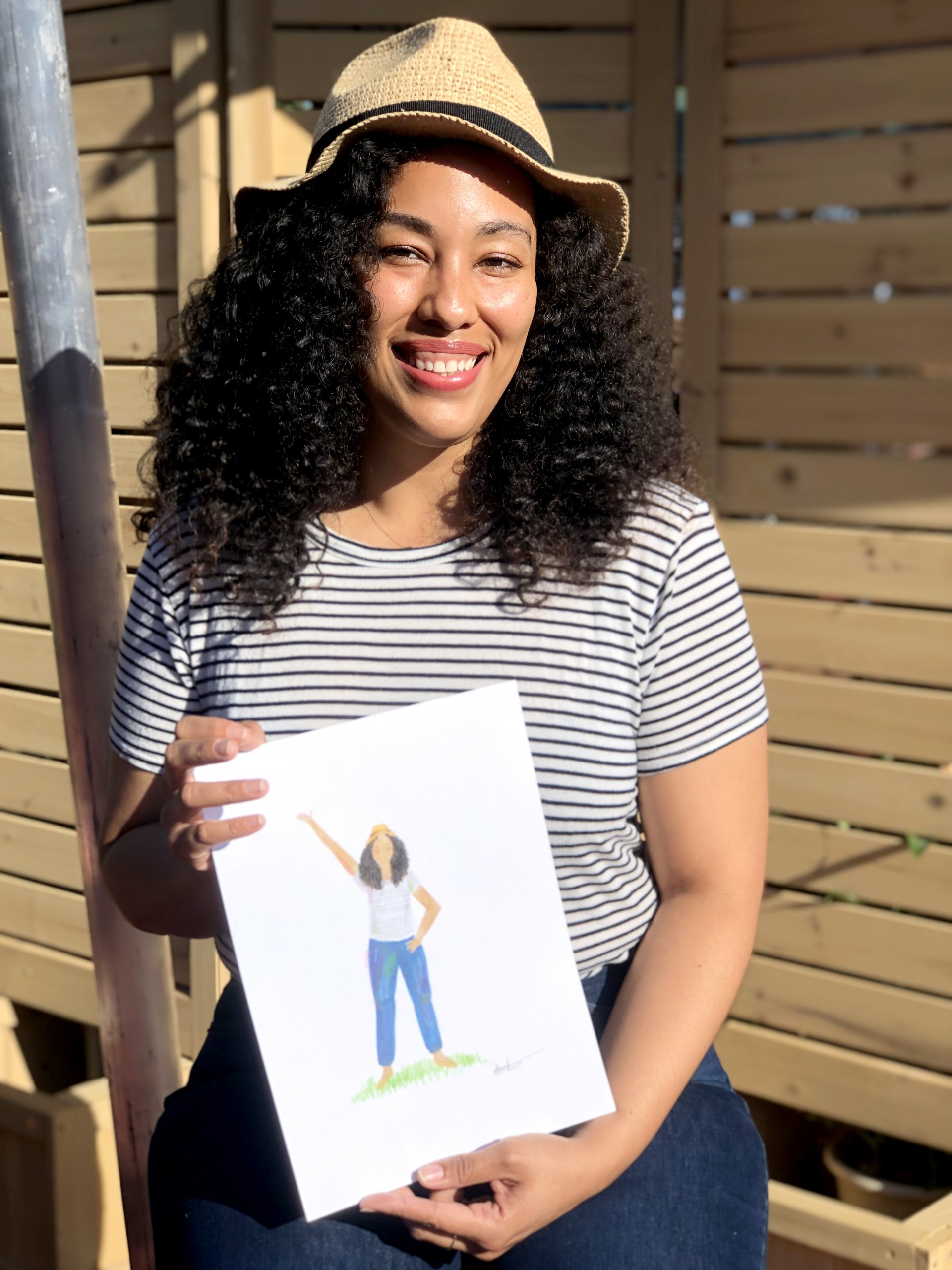 Model holding portrait.