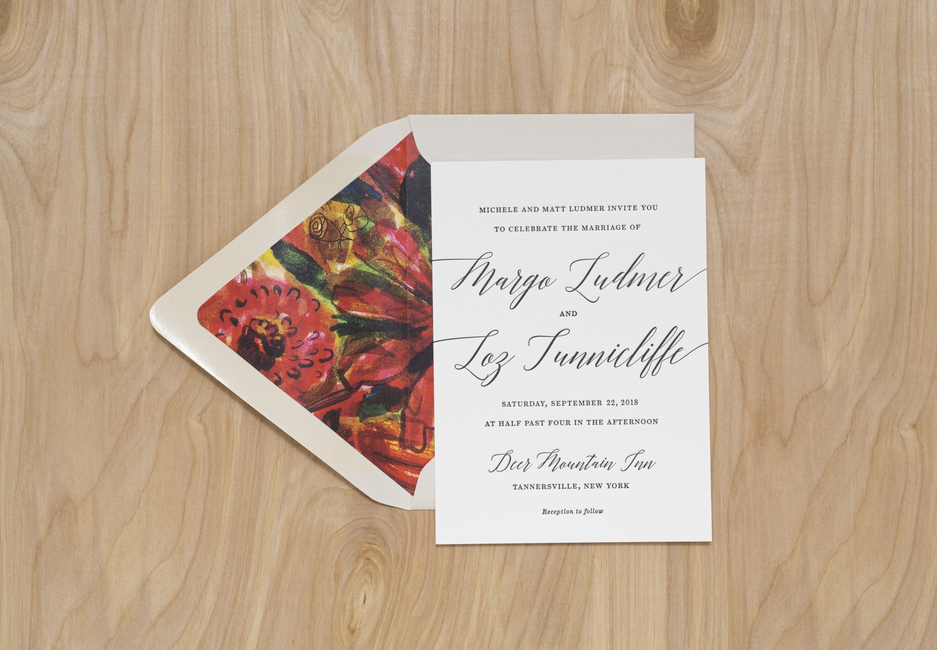 Envelope liner and invitation detail